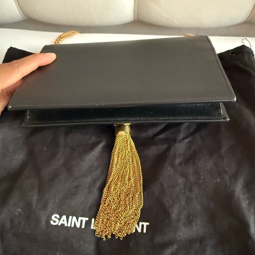 Saint Laurent Black Clutch with Gold Tassel - Picture 7 of 8